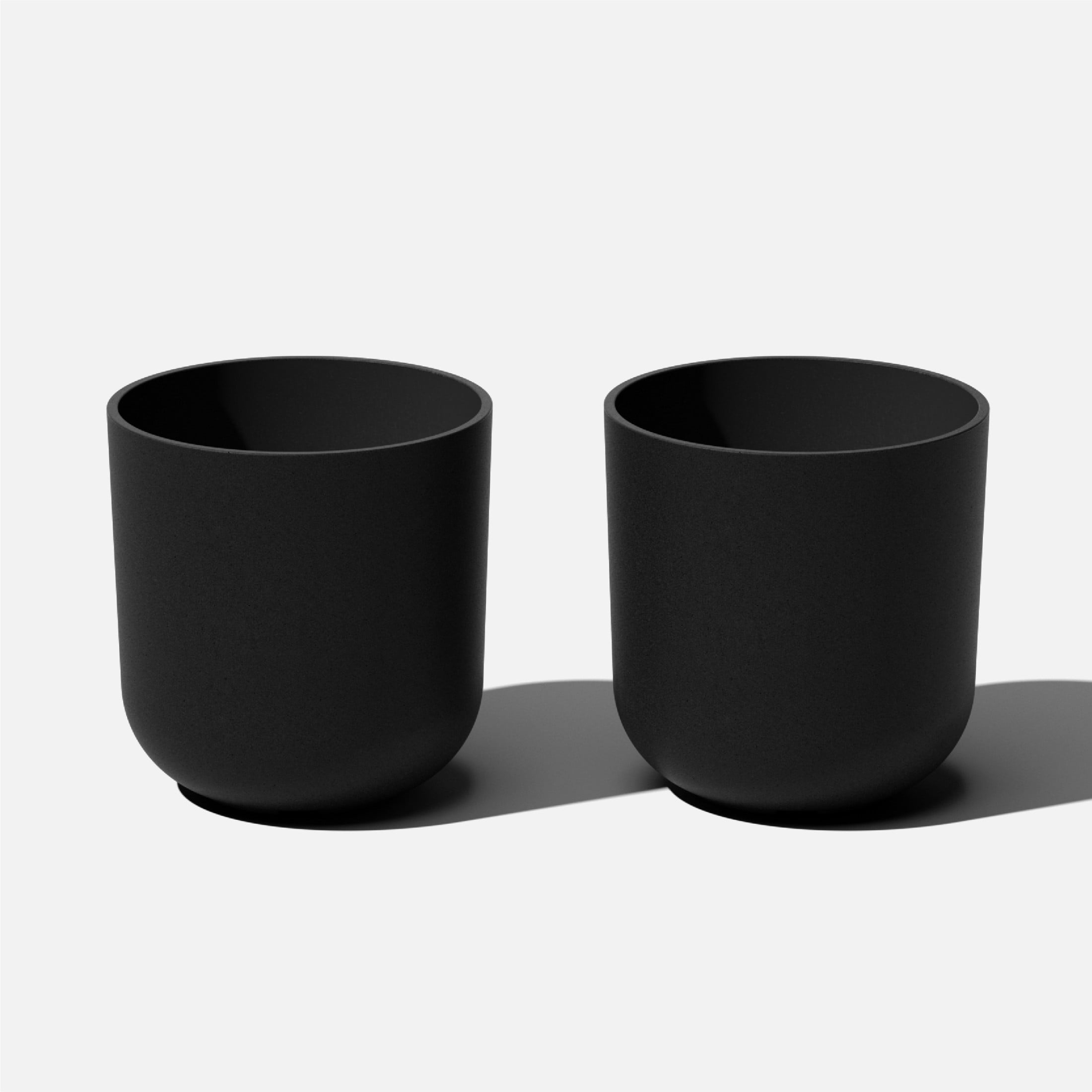 Mason Series Black Plastic-Stone 10" Planter Set of 2