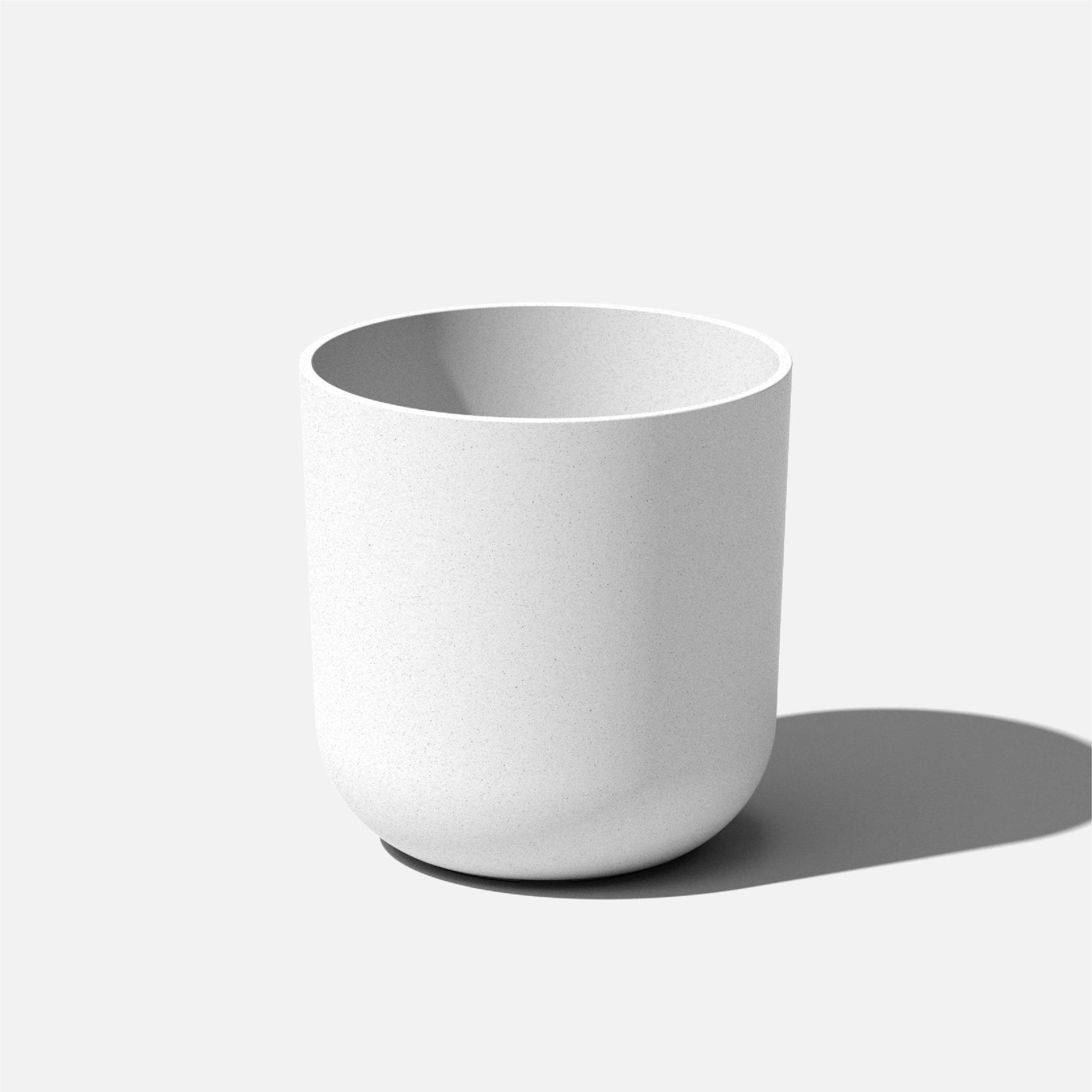 Kona 15" White Plastic-Stone Round Planter