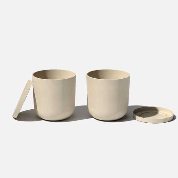 Veradek Mason Series Kona 15" Plastic-Stone Planter with Saucer Bundle - Sand (2 Pack)
