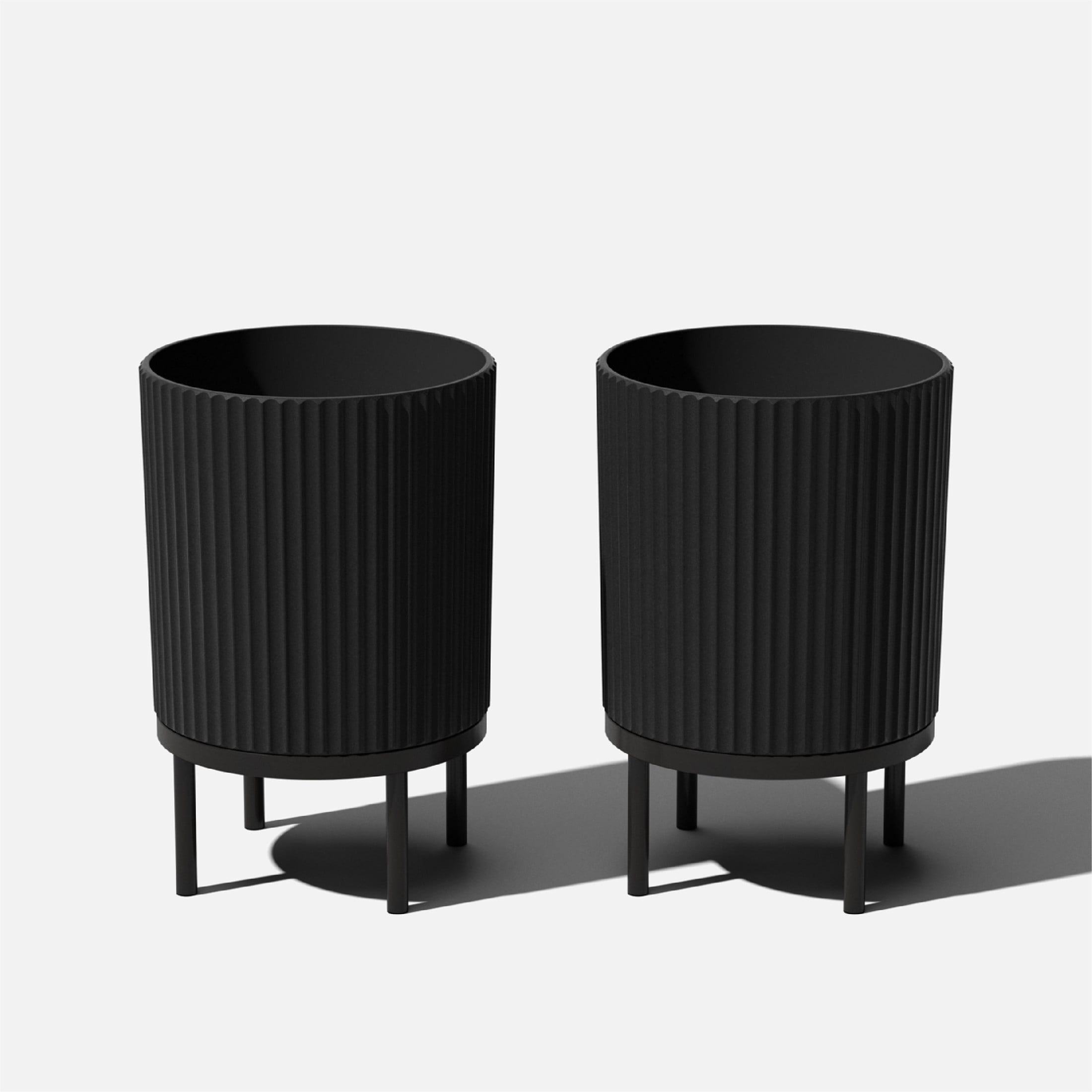 Modern Black Raised Demi Planter with Stand, 15"x22"
