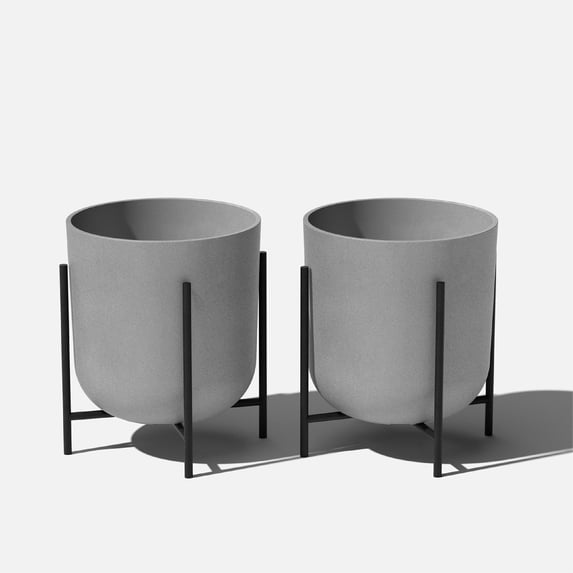 Veradek Mason Series Raised Kona 15" Plastic-Stone Planter with Stand - (Gray/2 Pack)