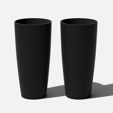 Veradek Mason Series Selena 28" Plastic-Stone Planter 2-Pack Black