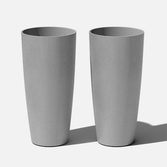 Veradek Mason Series Selena 28" Plastic-Stone Planter 2-Pack Gray