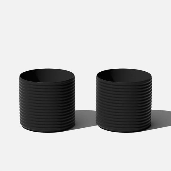Veradek Mod Series 13" Plastic-Stone Short Planter - (Black, 2 Pack)