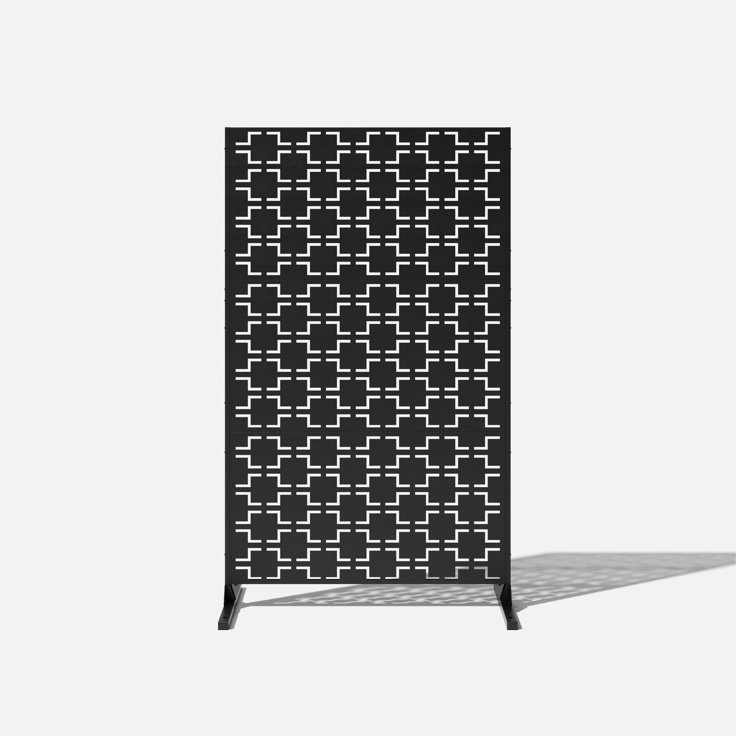 Quadra Pattern Black Steel and Plastic Privacy Screen Set