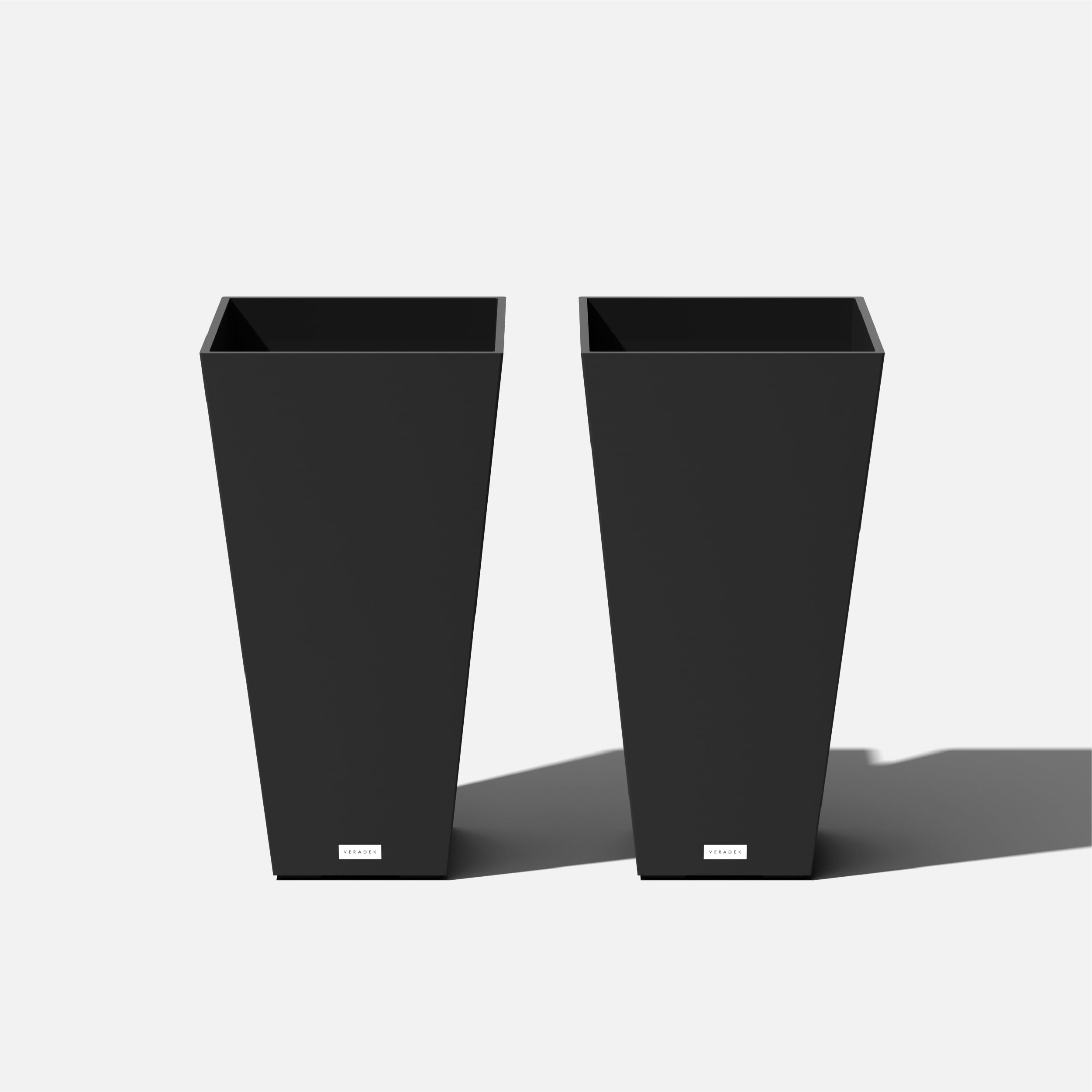 Black 26" Tall Modern Plastic Planter Set