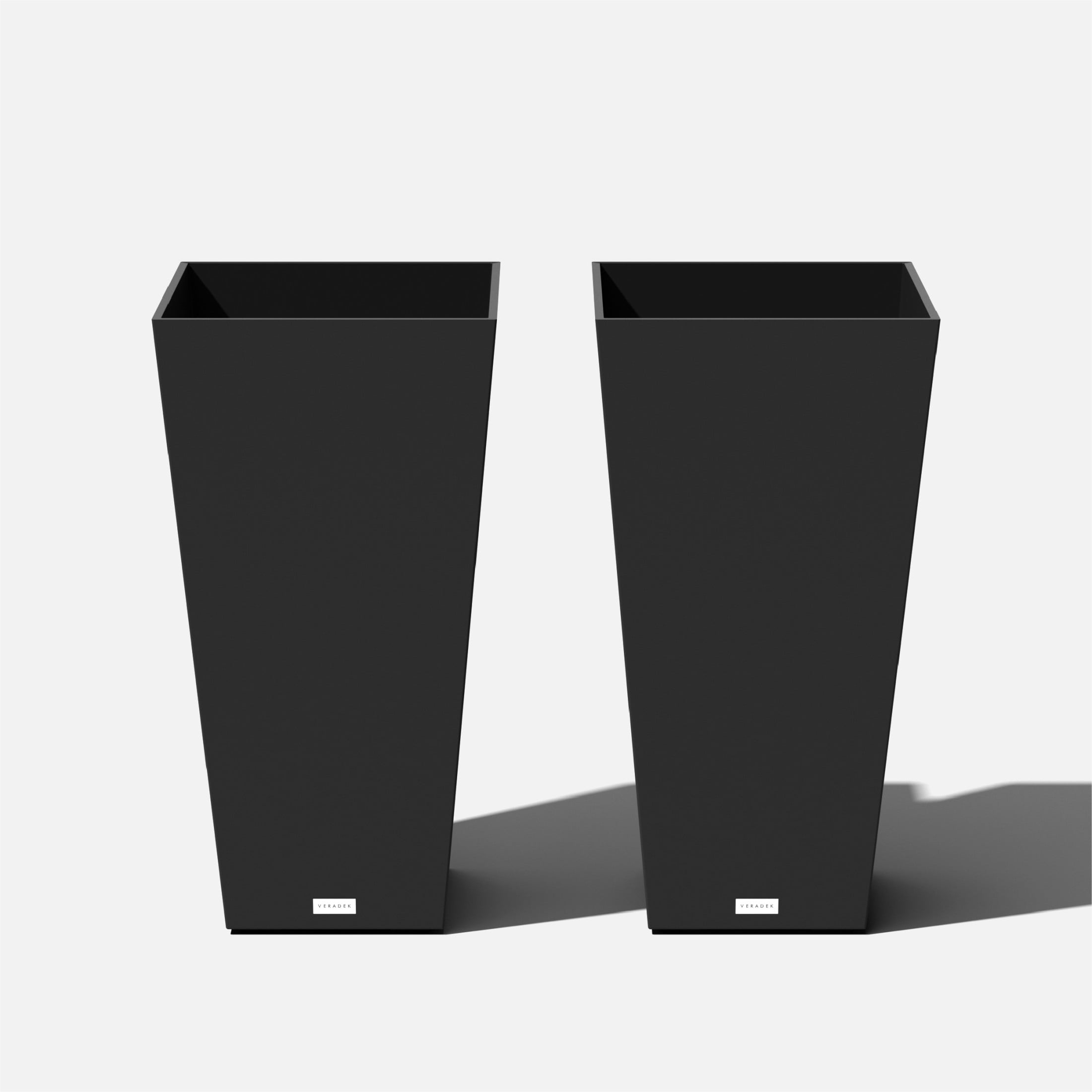 Black Tall Square Plastic Planter Set for Indoor/Outdoor Use