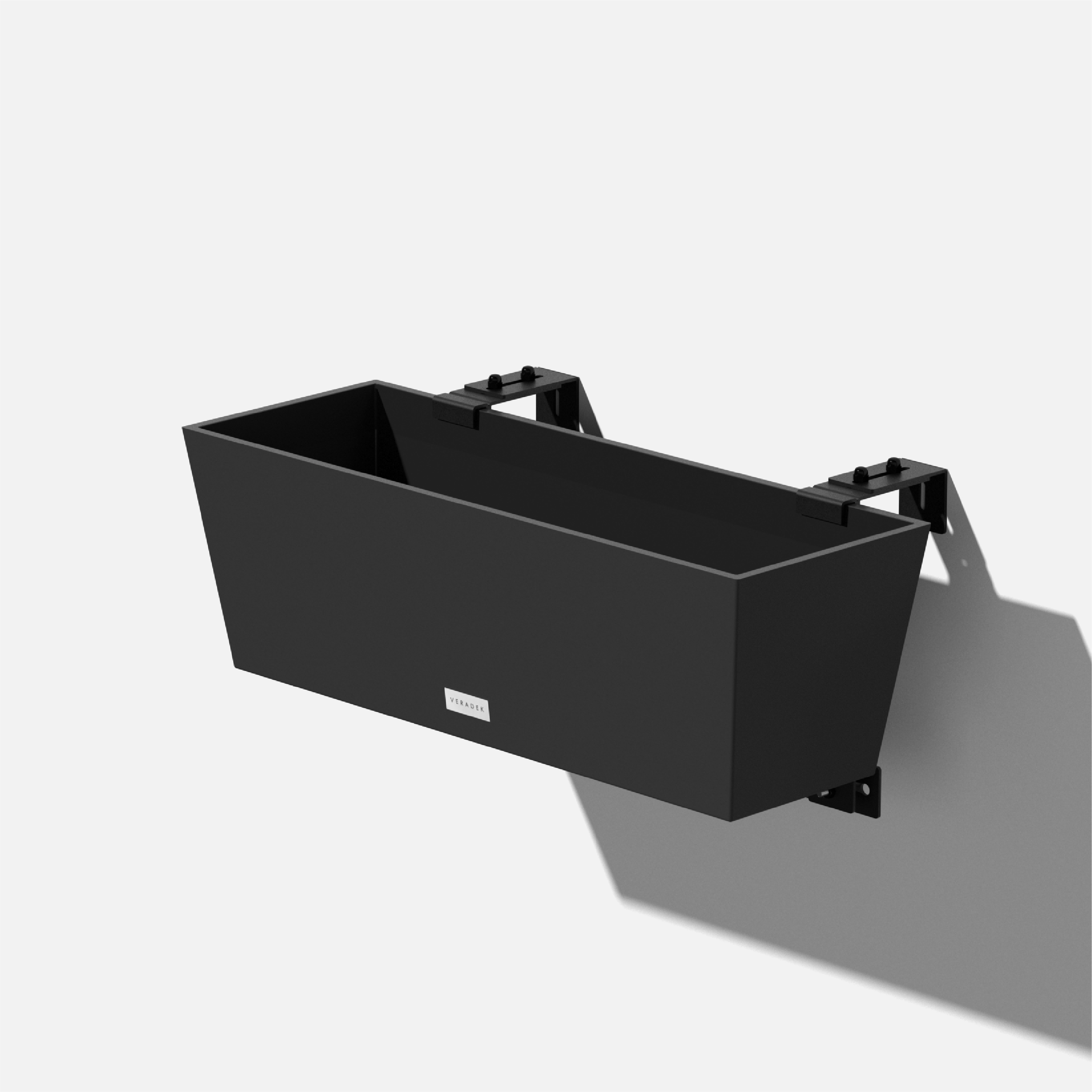 Veradek Pure Series Railing Planter 25" w/ Bracket Black