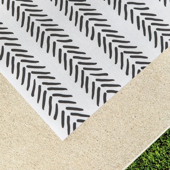 Veradek Rectangular Chevron Outdoor Area Rug - 60" x 96" - Beige and Green