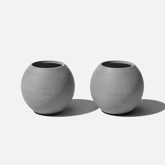 Veradek Strata Series Sphere Plastic-Stone Round Planter - Gray, 2 Pack