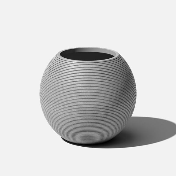 Veradek Strata Series Sphere Plastic-Stone Round Planter - Gray