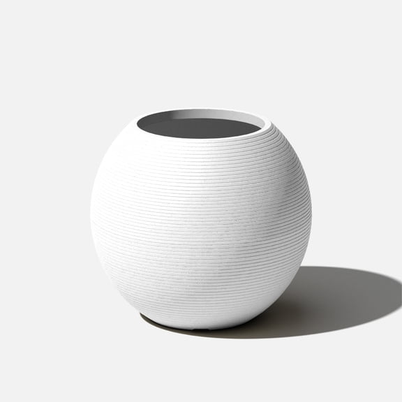 Veradek Strata Series Sphere Plastic-Stone Round Planter - White