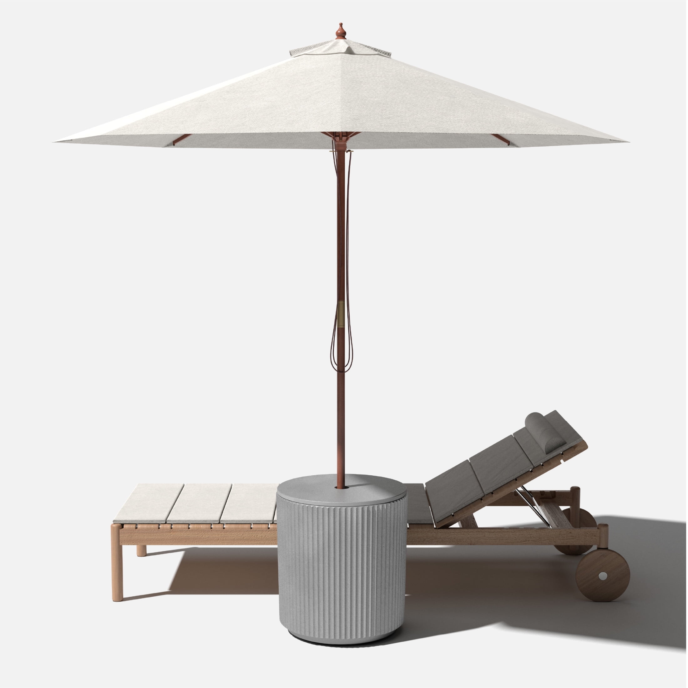 Gray Concrete-Composite Outdoor Umbrella Side Table