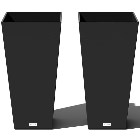 Veradek V-Resin Taper Tall Planter - Black - 30 in. 2 Pack