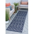thumbnail image 1 of Veranda Contemporary 2' x 7' Navy and Light Gray Polypropylene Outdoor Area Rug, 1 of 8