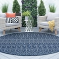 thumbnail image 1 of Veranda Contemporary 5' Round Navy and Light Gray Polypropylene Outdoor Area Rug, 1 of 5