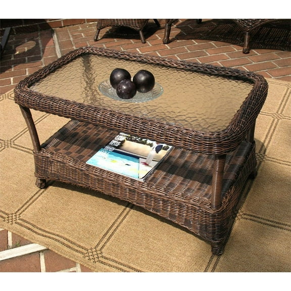 Veranda Resin Wicker Coffee Table with Inset Glass Top