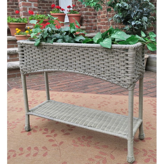 Veranda Resin Wicker Window Box Planter, Driftwood