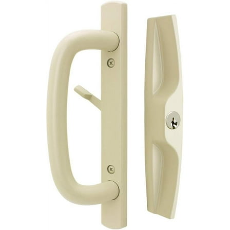 Veranda Sliding Glass Door Handle Set, Tan, Keyed, 3-15/16” Screw Holes, 1-3/4” Door Thickness