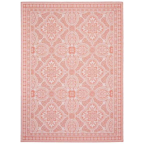 Veranda Traditional Coral Polypropylene Rug 6'7" x 9'6"