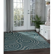 Veranda Transitional 8' x 10' Aqua and Light Gray Polypropylene Outdoor Area Rug