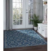 Veranda Transitional 8' x 10' Indigo and Light Gray Polypropylene Outdoor Area Rug