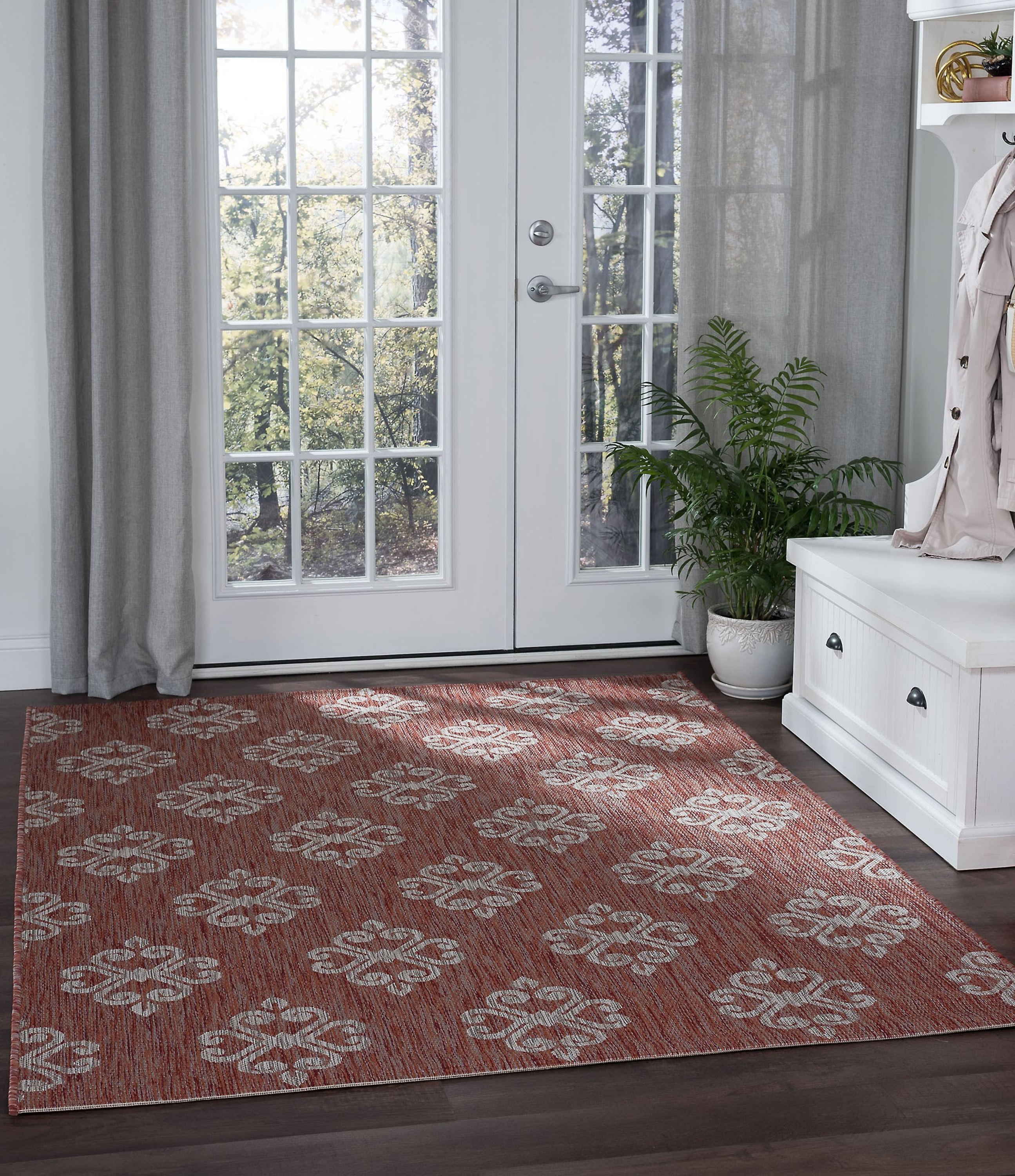 Veranda Transitional 8' x 10' Terra and Light Beige Polypropylene Outdoor Area Rug