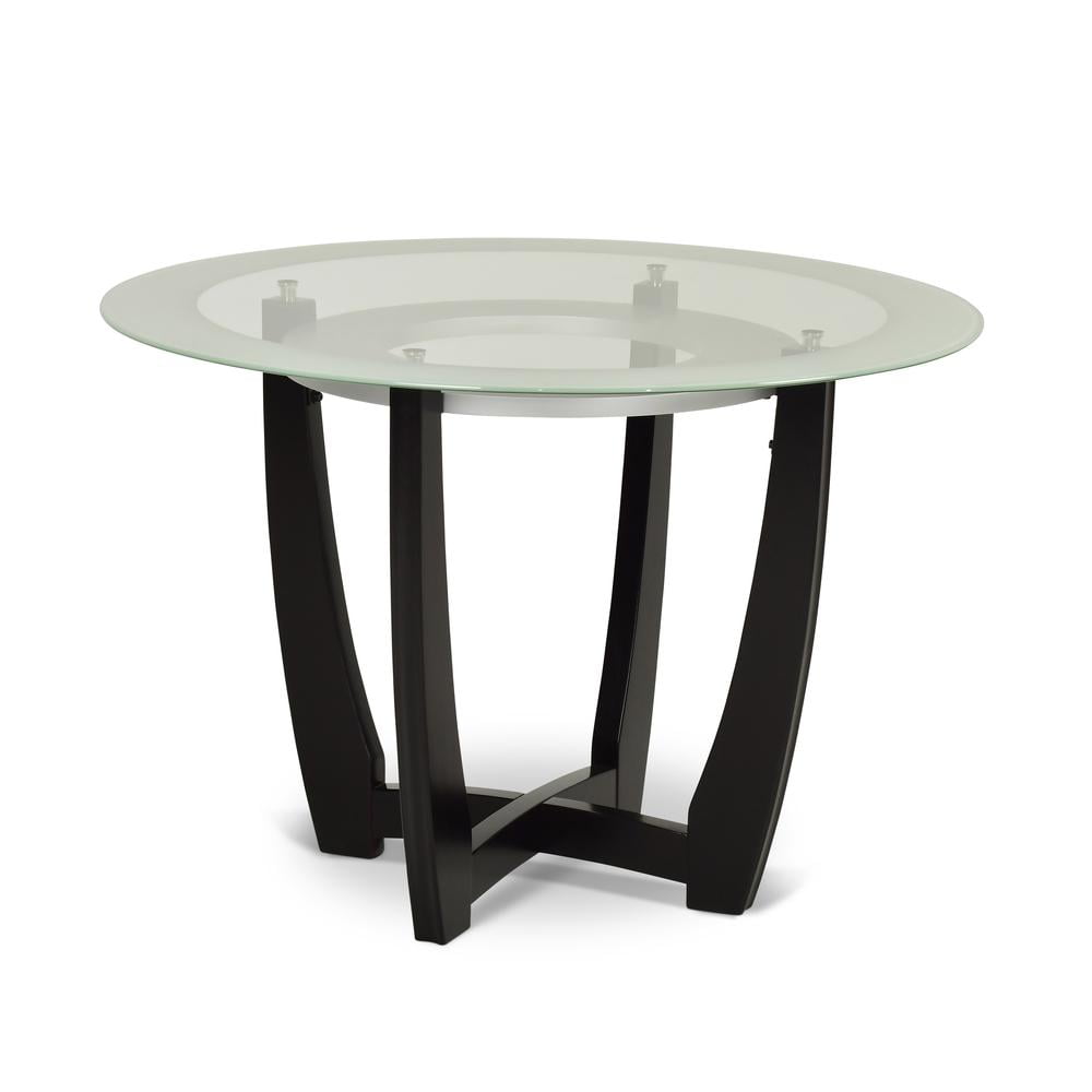 48" Round Glass and Espresso Wood Dining Table