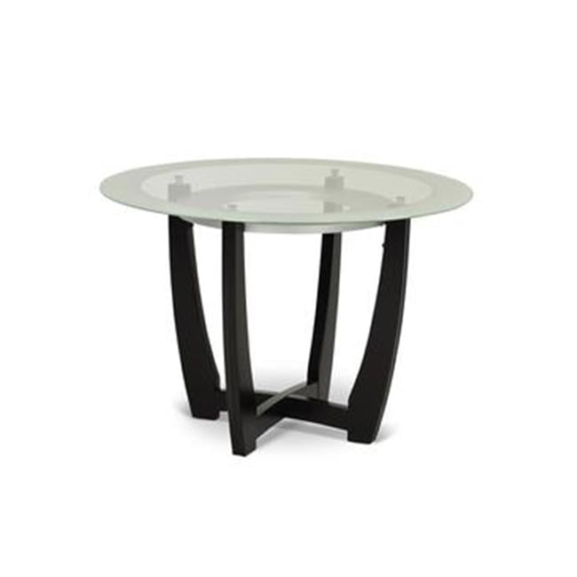 48" Round Glass and Espresso Wood Dining Table