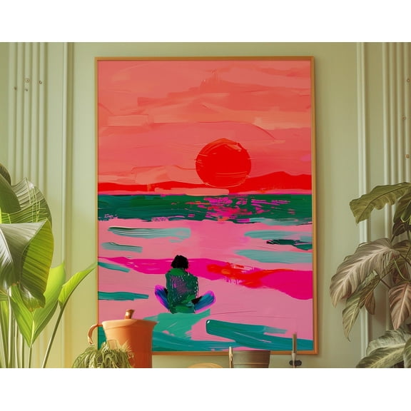 Verano Poster, Maximalist Poster, Red Wall Art, Kitchen Wall Decor, Sunset Poster, Psychedelic Wall Art, Dopamine Decor, Eclectic Wall Art Wall Art, Modern Wall Decor, 16x24 UNFRAMED