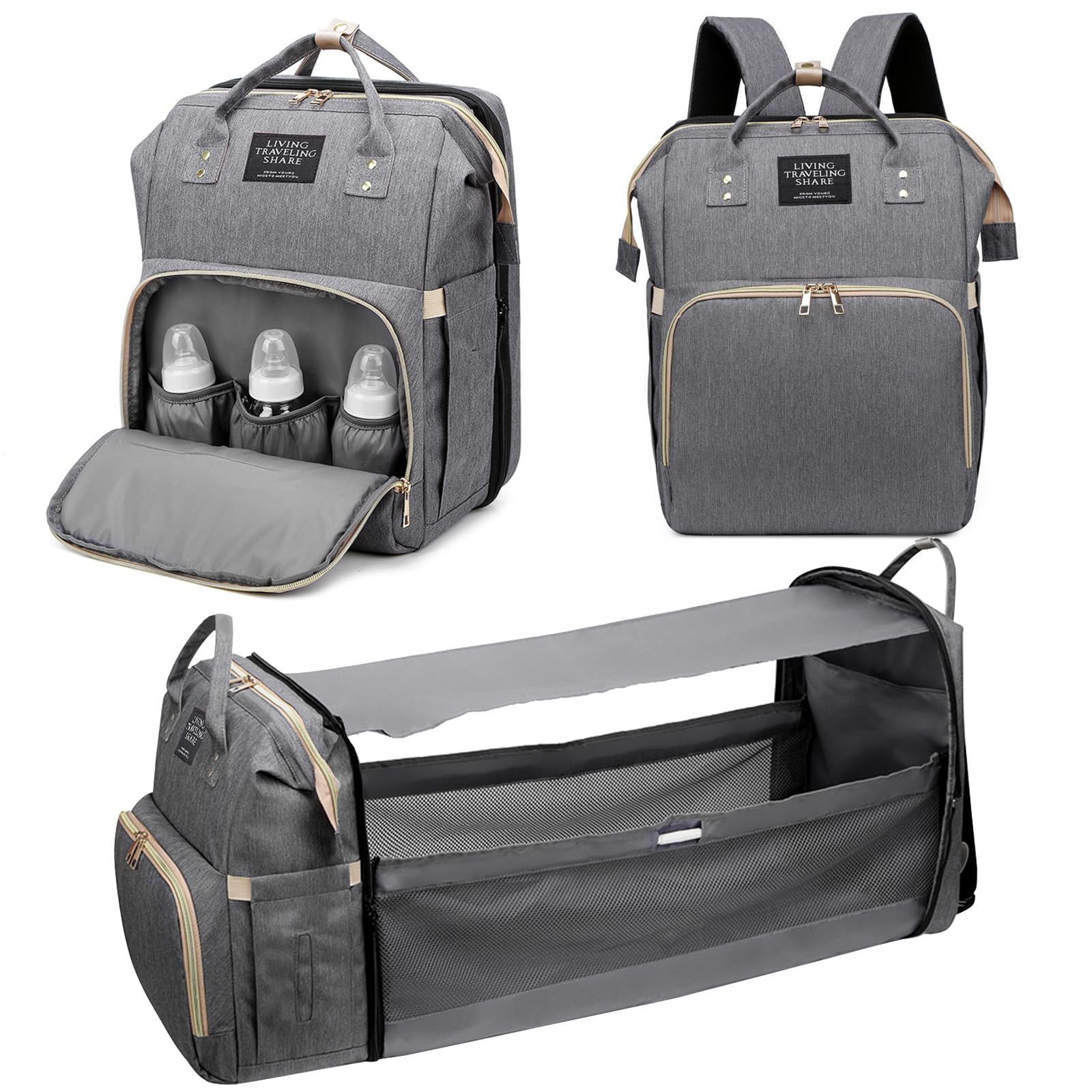 Veraste Diaper Bag Backpack Baby Bags for Baby Boys 2 in 1 Diaper Bag with Changing Station Large Capacity Waterproof Travel Diaper Bag Baby Bag for Mom Gray Walmart