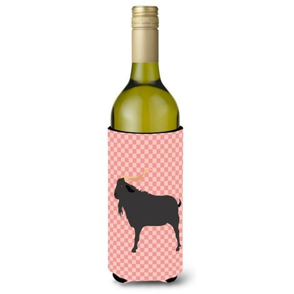 Verata Goat Pink Check Wine Bottle Beverge Insulator Hugger