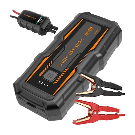 Veratek V6 Pro Portable Vehicle Jump Starter - 1000A Peak 12V Car Battery Booster with USB-C/USB-A Output and LED Flashlight