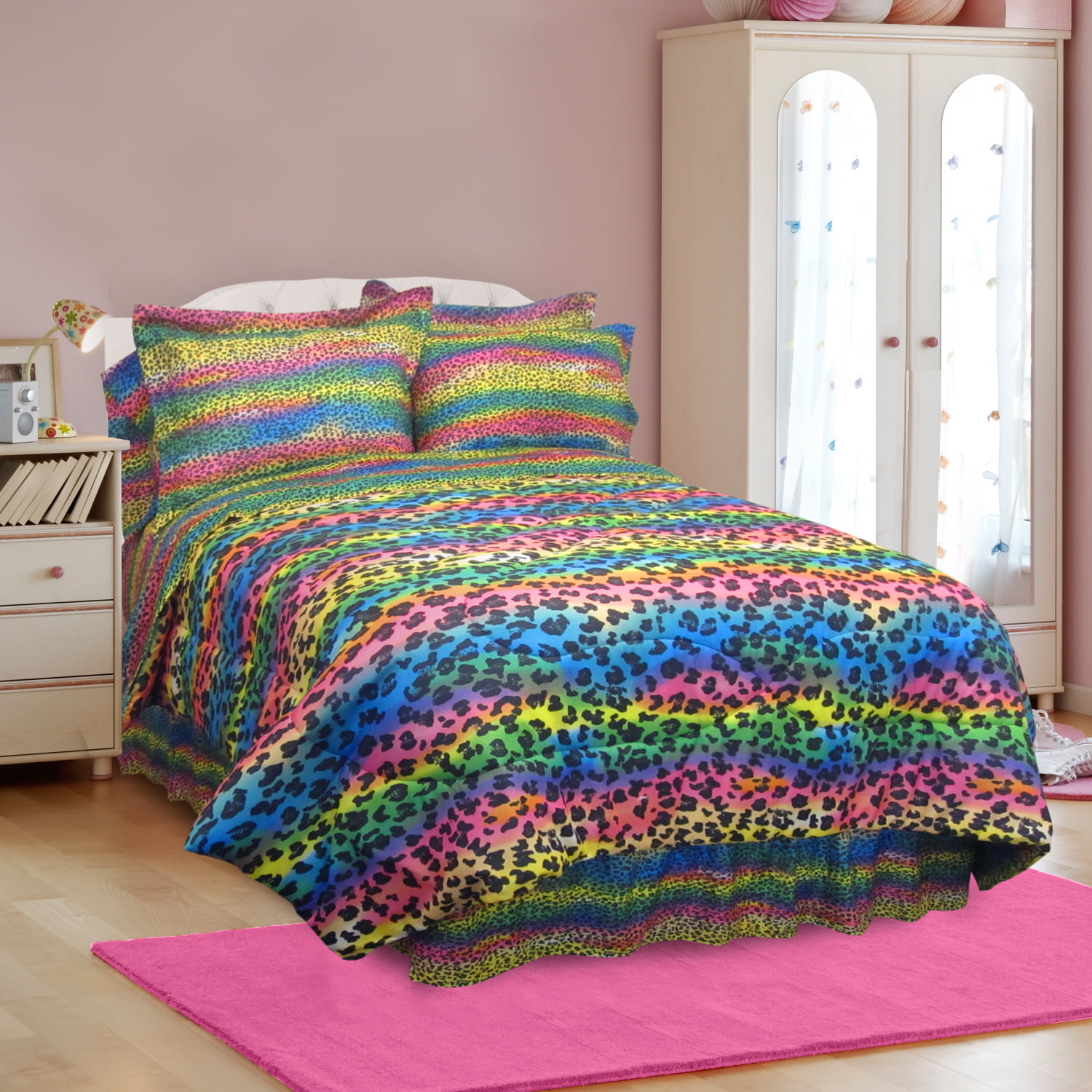 rainbow cheetah print bedding