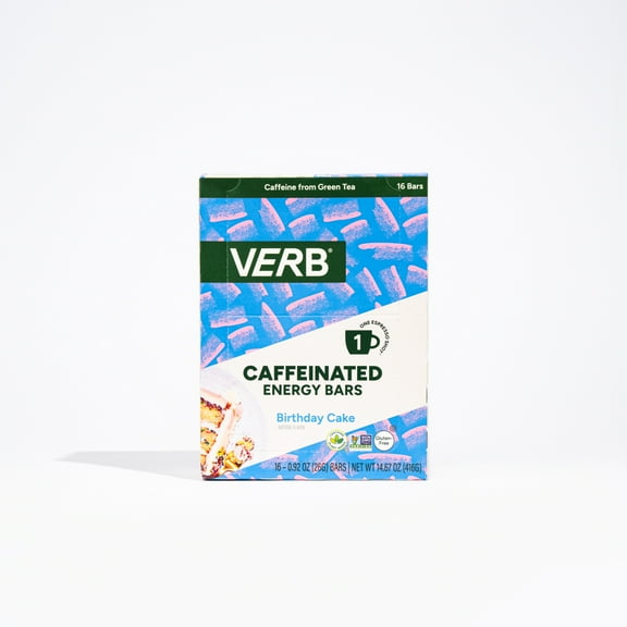 Verb Caffeinated Snack Bars, Birthday Cake 16ct Box