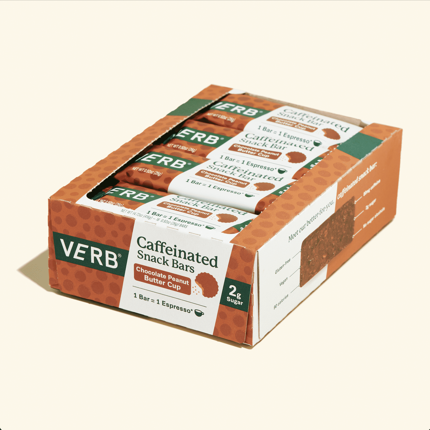 Verb Caffeinated Snack Bars, Chocolate Peanut Butter Cup 16ct box