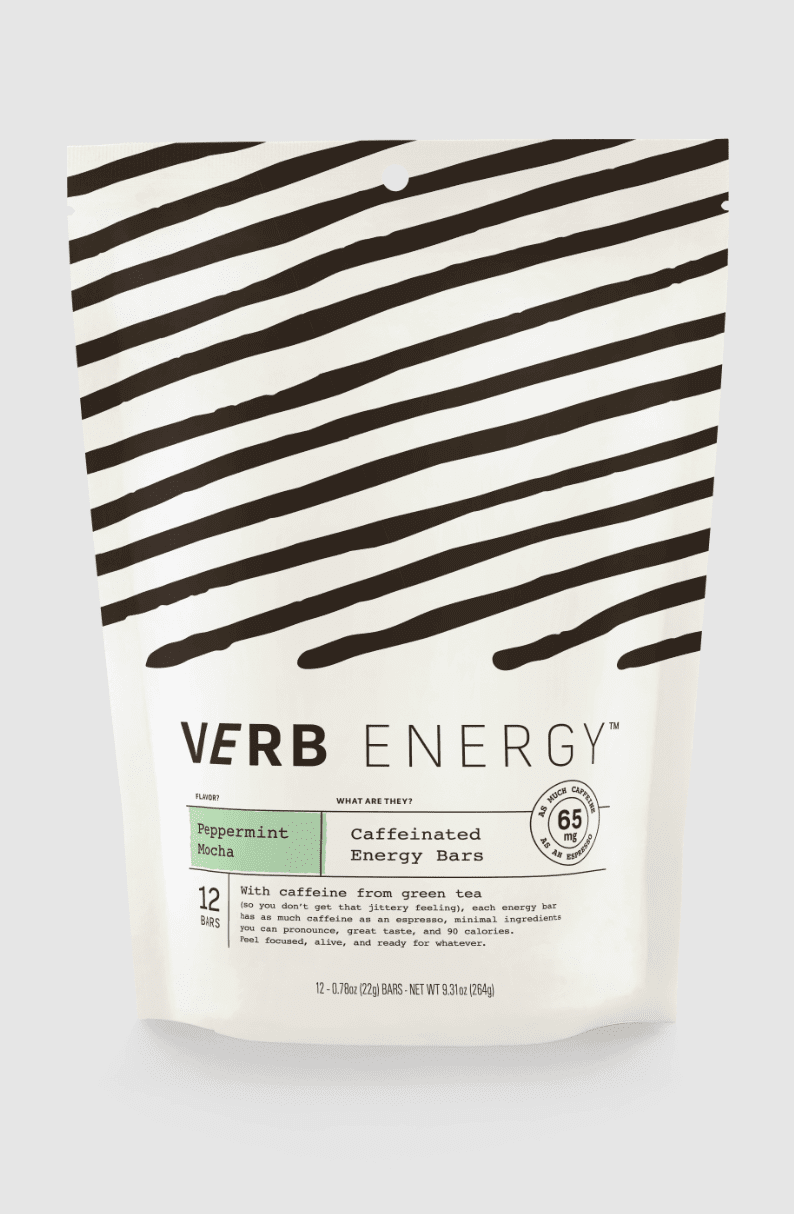 Verb Energy Caffeinated Bars, Peppermint Mocha 12ct pouch