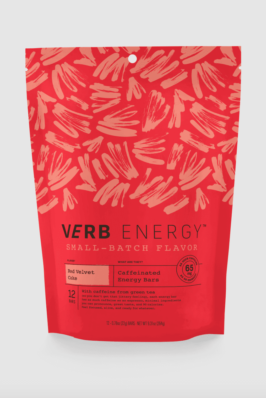 Verb Energy Caffeinated Bars, Red Velvet 12ct pouch