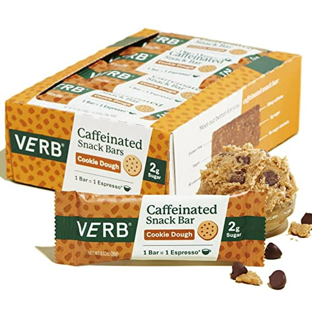 Verb Energy Cookie Dough Caffeinated Snack Bars 90Calorie 2g Sugar