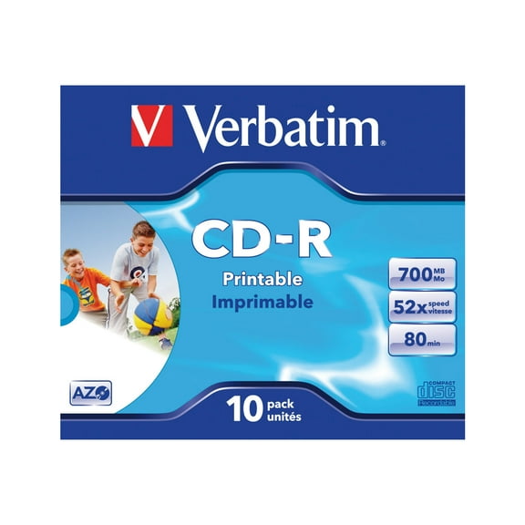 Verbatim - 10 x CD-R - 700 MB (80min) 52x - ink jet printable surface, wide printable surface - jewel case