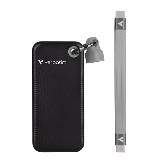 Verbatim Pocket 1TB Portable SSD, USB 3.2 Gen 2 USB-C, Black/Gray