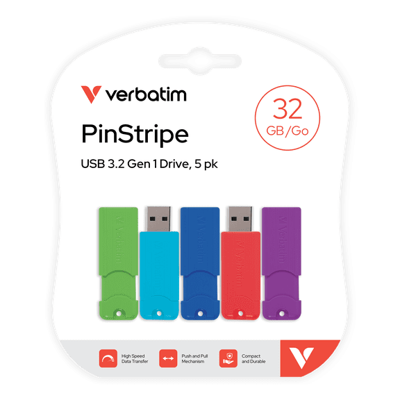 Verbatim 32GB USB 3.2 Gen 1 Flash Drive, Retractable USB Memory Stick, High-Speed Portable Storage Drive for Files, Photos, Videos & Documents