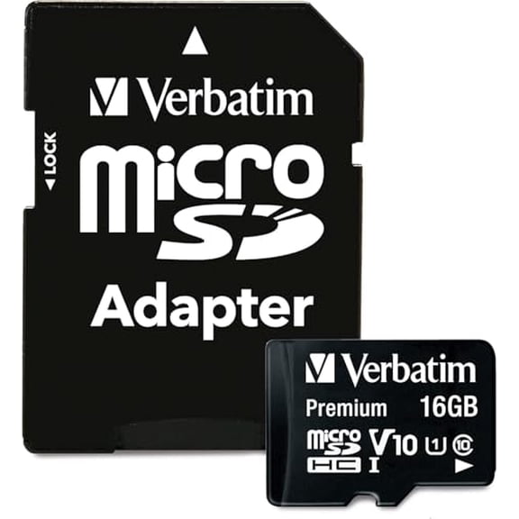 Verbatim 44082 microSDHC Card w/Adapter, Class 10, 16GB