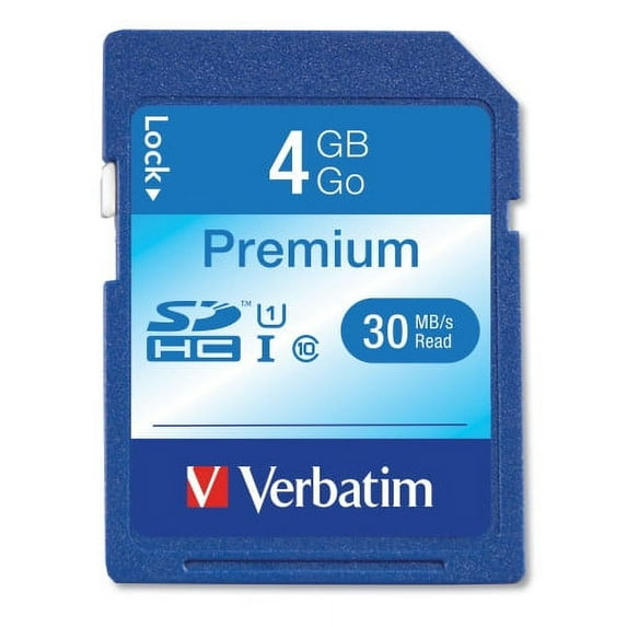 Verbatim 4GB Premium SDHC Memory Card, UHS-I U1 Class 10, Up to 30MB/s Read Speed, Each