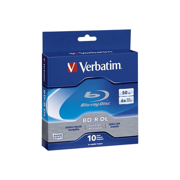 Verbatim bd-r dl branded 10pk 50gb/6x white laser