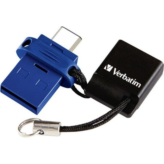 Verbatim 64 GB Store N Go Dual USB Flash Drive, Blue