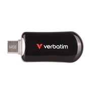 Verbatim Plectra 64GB USB-C Flash Drive, USB 3.2 Gen 1, Up to 100MB/s, Black