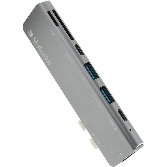 Verbatim® 7-in-2 USB C Hub Adapter/dock with 4K HDMI, 100W Power Delivery, USB 3.0, SD Card Readers for MacBook Pro and USB C Laptops