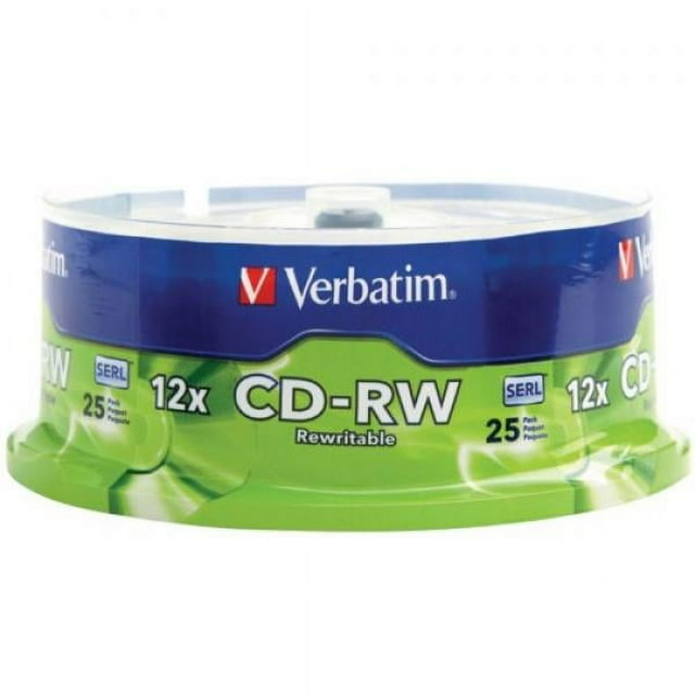 Verbatim 700MB 4x-12x 80 Minute Silver Rewritable Disc CD-RW, 25 Disc Spindle 95155