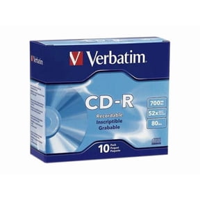 700 MB/80 min 52x CD-R Recordable Discs in Slim Jewel Case - Silver (10/Pack)